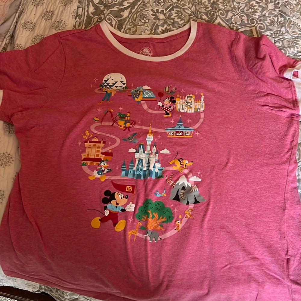 Disney World pink ringer tshirt size XXL